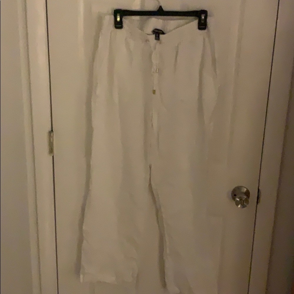White draw string pants light weight